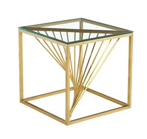 Tavolino Laterale di <span class=keywords><strong>Design</strong></span> Nordico, Lussuoso <span class=keywords><strong>Tavolo</strong></span> <span class=keywords><strong>Rotondo</strong></span>/Diamante in Metallo e <span class=keywords><strong>Vetro</strong></span> con Base Oro/Argento, Arredamento Interno - Product Image 2