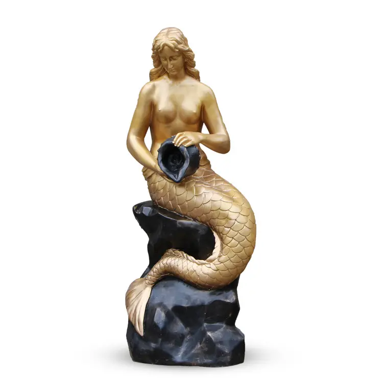 Figuritas de sirena de fibra de vidrio modernas, estatuas para jardín, decoraciones al aire libre, estatua de sirena de tamaño real para piscina, fuentes, venta