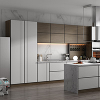 Line Design Armoire de cuisine de style blanc Armoire de cuisine en acier inoxydable avec comptoir en marbre
