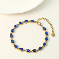 Bracelet en acier inoxydable plaqué or avec zircon CZ pour femmes, bracelet à breloques en zircon taille poire, plusieurs couleurs, hypoallergénique, cadeau