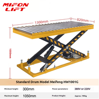 MIFONLIFT Table élévatrice à ciseaux à rouleaux électriques fixe 500kg-4000kg, hauteur de levage 1050mm, plateforme élévatrice hydraulique à rouleaux