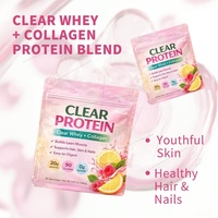 Protéine Clear Whey Plus Collagène en poudre, 20g de protéines par portion, 0g de sucre, facile à digérer, soutient la masse musculaire maigre, les cheveux et la peau