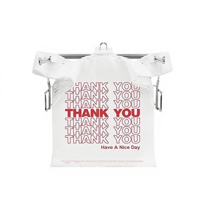 1000 Sacs en plastique jetables en PEHD imprimés « Merci » avec poignées, pour usage commercial et shopping, sérigraphiés - Product Image 1