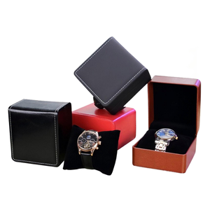Multi-Color PU <b>Leather</b> <b>Watch</b> Boxes, Square Single Wristwatch Storage Cases with Pillow for Men Women <b>Watch</b> Packaging - Product Image 1