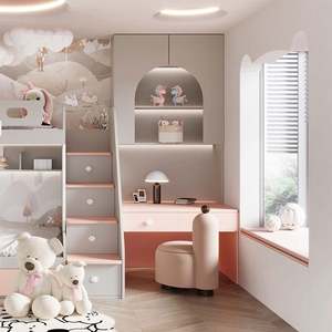 Armoire en bois rose moderne, meubles de chambre à coucher, design simple, écologique, armoire de rangement pour vêtements d'hôtel, style féminin - Product Image 5