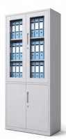 Gabinete de Oficina de Acero KD al por Mayor con Puerta de Media Vidriera, Gabinete de Almacenamiento de Documentos Antioxidante para Empresas