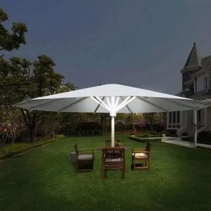 Cafe Shop Aluminum Alloy Frame Fabric Roof <b>Umbrella</b> Outdoor Waterproof Round White Shading <b>Umbrella</b> - Product Image 5