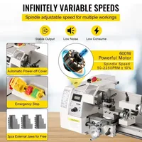 Tour à métaux miniature SIHAO 600W à vitesse variable, 8"x14", 220V, en fonte, pour le tournage, le perçage, le filetage et le fraisage DIY sur table