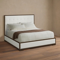 Modernes Hochwertiges Box-Tufted Panelbett Massives Eichenholzbett Queen/King Size Schlafzimmermöbel