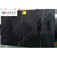 저렴한 자연 거실 floor10mm 두꺼운 대리석 슬라브 광택 블랙 대리석 타일 화이트 정맥 중국 nero marquina