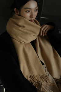 100% Pure <strong>Wool</strong> Scarf Women's Winter Long Thickened and Versatile Solid Color Large <strong>Shawl</strong> Warm Student Scarf - Product Image 5