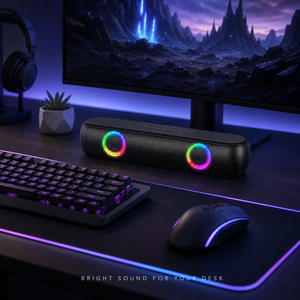 Barra de Sonido Estéreo Inalámbrica RGB BT 5.0 TWS, Altavoces de 5W X2 con Luz LED de Colores, Tipo-C, USB, AUX, TF, FM, Sistema de Cine en Casa para PC/TV - Product Image 3