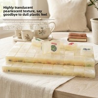 Jeu de tuiles de mahjong personnalisées de luxe en nacre dorée à motifs floraux, tuiles de mahjong américaines en nacre