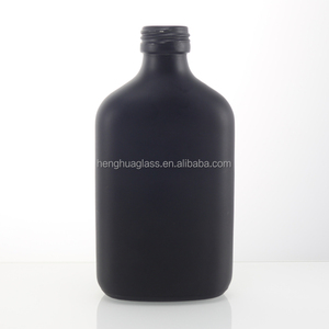Rỗng Matte Black <span class=keywords><strong>Red</strong></span> Flat Shape <span class=keywords><strong>Glass</strong></span> rượu Chai 200ml Flask Whisky lạnh Brew cà phê rum Gin chai thủy tinh với vít nắp - Product Image 3