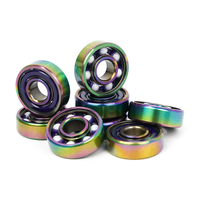 Billes en céramique blanches ABEC-7 6-8mm ID 22mm OD C0, roulements de skateboard à double rangée en acier chromé, à roulement rapide, avec retenue en nylon
