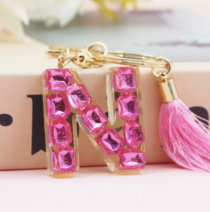 Llavero Colgante Rosa al por Mayor con Borla y 26 Letras Inglesas, Colgante Personalizado con Iniciales del Alfabeto para Mochila - Product Image 2