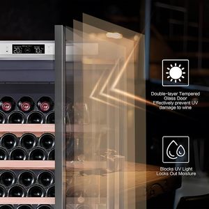 Enfriador de Vino de 357l, Refrigerador con Gabinete de Acero Inoxidable, Bodega Inteligente para Vino Tinto/Blanco, Champán, Cócteles y Licores - Product Image 2