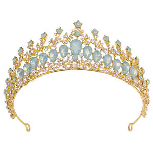 ขายส่งทองตกแต่งโลหะความงามประกวดผมมงกุฏเพชรเจ้าหญิงวันเกิดงานแต่งงาน Headpiece เจ้าสาวมงกุฎราชินี - Product Image 2