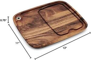 Piatti di bistecca con canale di succo di legno tavola di bistecca Set di tagliere di Acacia per servire a casa mangiare carne - Product Image 3