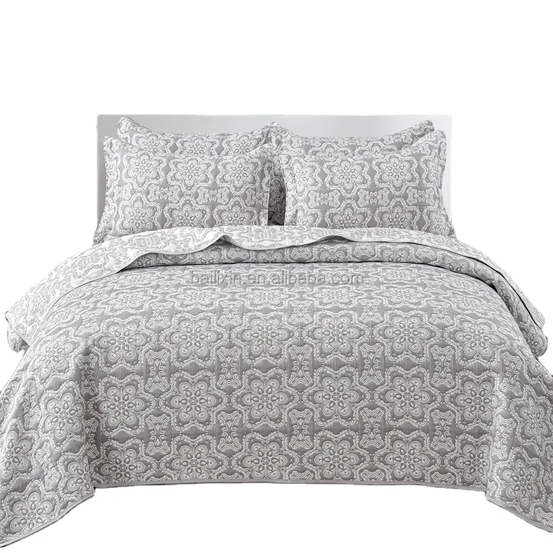 OEKO-TEX Groothandel 3d Bedrukt Bed Quilt Deken Luxe Garen Kleurstof Jacquard Bed Sprei