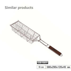 Хит продаж, профессиональная корзина <span class=keywords><strong>для</strong></span> гриля, сетка, деревянная ручка, металлический инструмент <span class=keywords><strong>для</strong></span> гриля, инструмент <span class=keywords><strong>для</strong></span> барбекю - Product Image 2