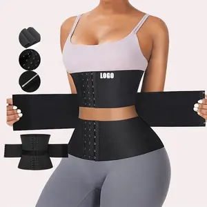 2023 vendaje de vientre de látex logotipo personalizado Control de barriga mujeres cintura ajustable envoltura cintura entrenador adelgazamiento cinturón cintura entrenador envoltura