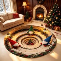 Tapis circulaire Illusion de Noël, Tapis rond festif, Tapis de sol résistant à l'usure pour salon, table basse, décoration de fêtes