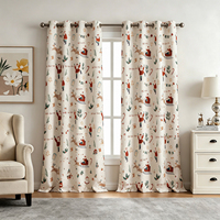 Cortinas Opacas de Poliéster con Estampado Navideño, Aislantes Térmicas, para Habitaciones Infantiles y Dormitorios