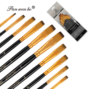 <span class=keywords><strong>Pennelli</strong></span> personalizzati Panwenbo dipingono 10 pezzi <span class=keywords><strong>pennelli</strong></span> piatti e con punta di Roun Set di <span class=keywords><strong>pennelli</strong></span> <span class=keywords><strong>per</strong></span> artisti - Product Image 1