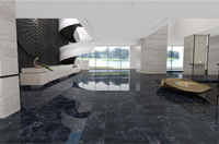 Mármol Negro con Vetas Blancas, Loseta de Porcelana Pulida y Esmaltada de 60x120 mm, Revestimiento de Piedra, Acento Dorado de Lujo para Interiores