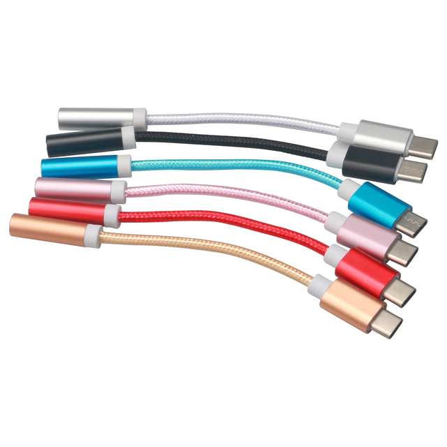 USB C Type C Adapter Port to 3.5MM Aux Audio Jack Earphone Cable Black&Gold&RED&Rose&Silver&Blue