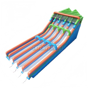 Toboggan gonflable géant en PVC pour aire de jeux commerciale, toboggan aquatique gonflable à quatre voies <span class=keywords><strong>avec</strong></span> certification CE pour parcs d'attractions en plein air - Product Image 1