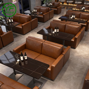 Juego de Muebles Comerciales Personalizados para Restaurante, Mesa y Sillas de Madera, Asientos de Cuero para Banquetas, Bar, <span class=keywords><strong>Bistro</strong></span> - Product Image 1