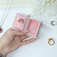 Set Regalo di Gioielli a Forma di Libro Romantico Rosso Rosa, Confezione in Pelle PU con Fodera in Velluto per Anelli e Orecchini, Vendita all'Ingrosso