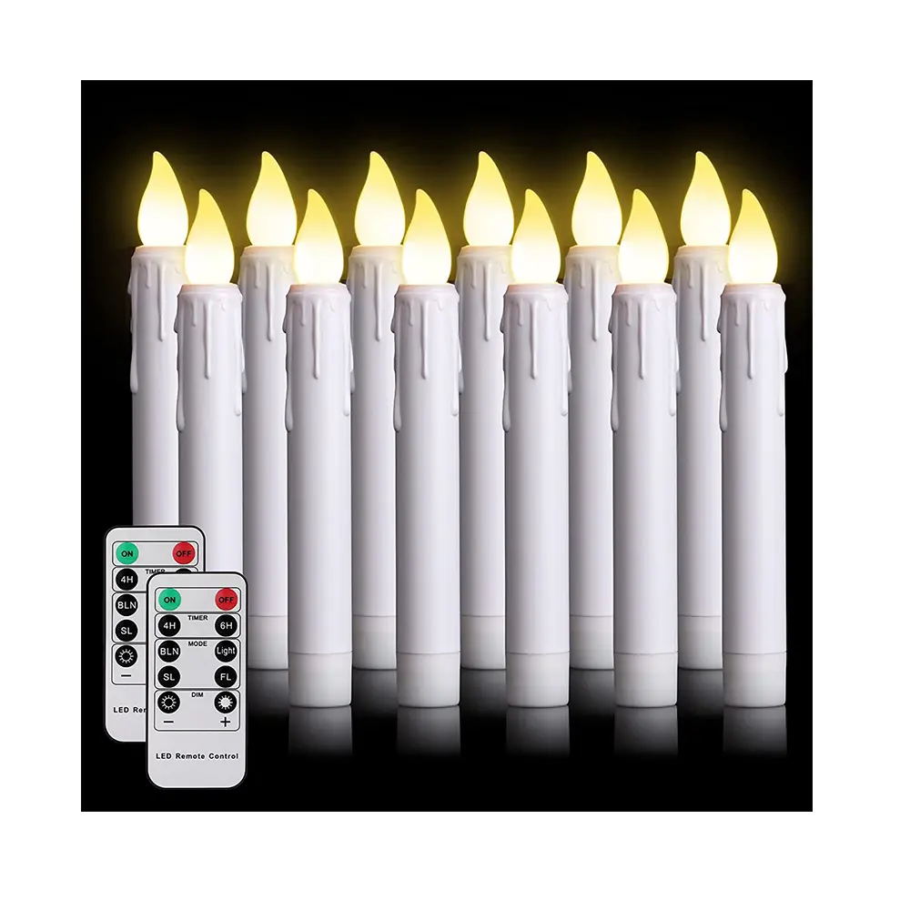 Hot bán trắng LED taper nến cho trang trí nội thất nhấp nháy ngọn lửa Nến điện 17cm chiều cao