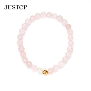 Pulsera de cuentas naturales para hombre y mujer, joyería de cristal curativo, brazalete elástico de piedras preciosas, regalo minimalista con acento dorado - Product Image 5