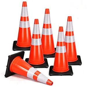 Coni di sicurezza stradale da 28 pollici con collari riflettenti, coni di costruzione arancioni in PVC infrangibili per il parcheggio stradale di casa negli stati uniti
