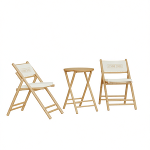 Ensemble bistrot en bambou, 2 chaises, 1 table, mobilier de jardin d'extérieur, design minimaliste pliable - Product Image 1