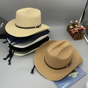 Été Automne Personnalisé Nouvelle Plage Extérieur Panama Fedora Parasol Pliable Chapeau de Cowboy en Paille Casquette