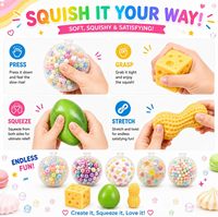 Kit de fabrication de squishies DIY : Fromage, Beurre, Mangue, Arachide – Kit de fabrication de balles anti-stress avec peaux de squishies et garnitures croustillantes en argile, outil d'expansion
