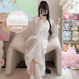 <span class=keywords><strong>Camicia</strong></span> <span class=keywords><strong>da</strong></span> <span class=keywords><strong>Notte</strong></span> Elegante Casual <span class=keywords><strong>da</strong></span> Donna in <span class=keywords><strong>Cotone</strong></span> con Pizzo e Maniche Lunghe, Pigiama Staccabile Morbido per Primavera e Autunno con Imbottitura sul Petto - Product Image 4