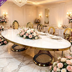 Wholesale Price Modern Banquet <b>Dining</b> Furniture Round Glass Stainless Steel Luxury Wedding Tables Gold - Product Image 1