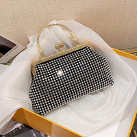 Tas Tangan Wanita Mewah Model Baru Grosir Pabrik, Berkilauan, Berdetail Rivet, Lapisan Katun, Bahan PU, Tas Trendy