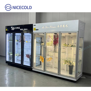 4 porte Display nero floreale di raffreddamento a fiori con impostazione di umidità per negozio di fiori - Product Image 6