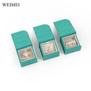 Boîte à bijoux en velours vert WEIMEI avec rabat magnétique, pour bagues, boucles d'oreilles, colliers, boîte de présentation de bijoux pliable en velours - Product Image 5