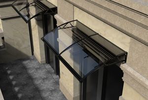 Auvent <span class=keywords><strong>de</strong></span> porte en polycarbonate transparent personnalisé, auvent <span class=keywords><strong>de</strong></span> balcon, protection contre la pluie avec gouttière - Product Image 2