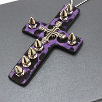 Colliers avec grand pendentif croix pour hommes, femmes, couples, bijoux, collier croix gothique en cuir avec gros rivets, unisexe, Y2K PUNK Goth