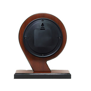 Creative Wooden Table <b>Clock</b> Round Claret Quartz <b>Movement</b> Silent Decorative <b>Clock</b> For Home Bedroom - Product Image 4