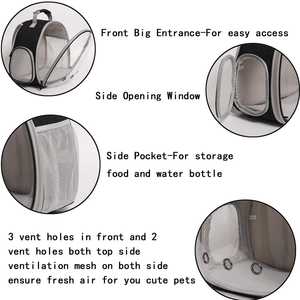 Fluggesellschaft-Zugelassener Katzen- und Kleinhunde-Tragerucksack mit Blasendesign, Erweiterbar für Reisen, Wandern und Outdoor-Aktivitäten - Product Image 4