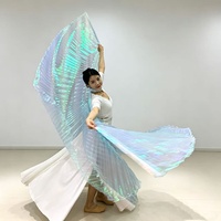 Costume de danse du ventre professionnel transparent avec ailes d'Isis pour Halloween, carnaval et spectacles